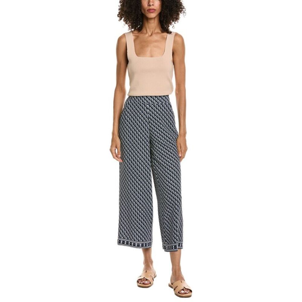 Max Studio Womens  Wide Leg Pull-On Crop Pant, Blue